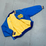Notre Dame Fighting Irish: 1980's Reverse Stitched Spellout Satin Bomber Jacket (L/XL)