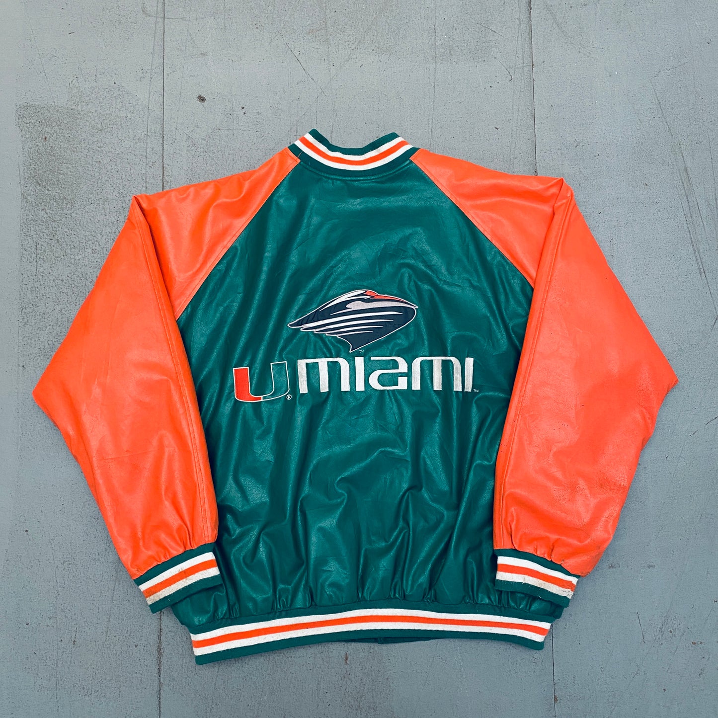 Miami Hurricanes: 2000's Reverse Spellout Varsity Jacket (XXL)