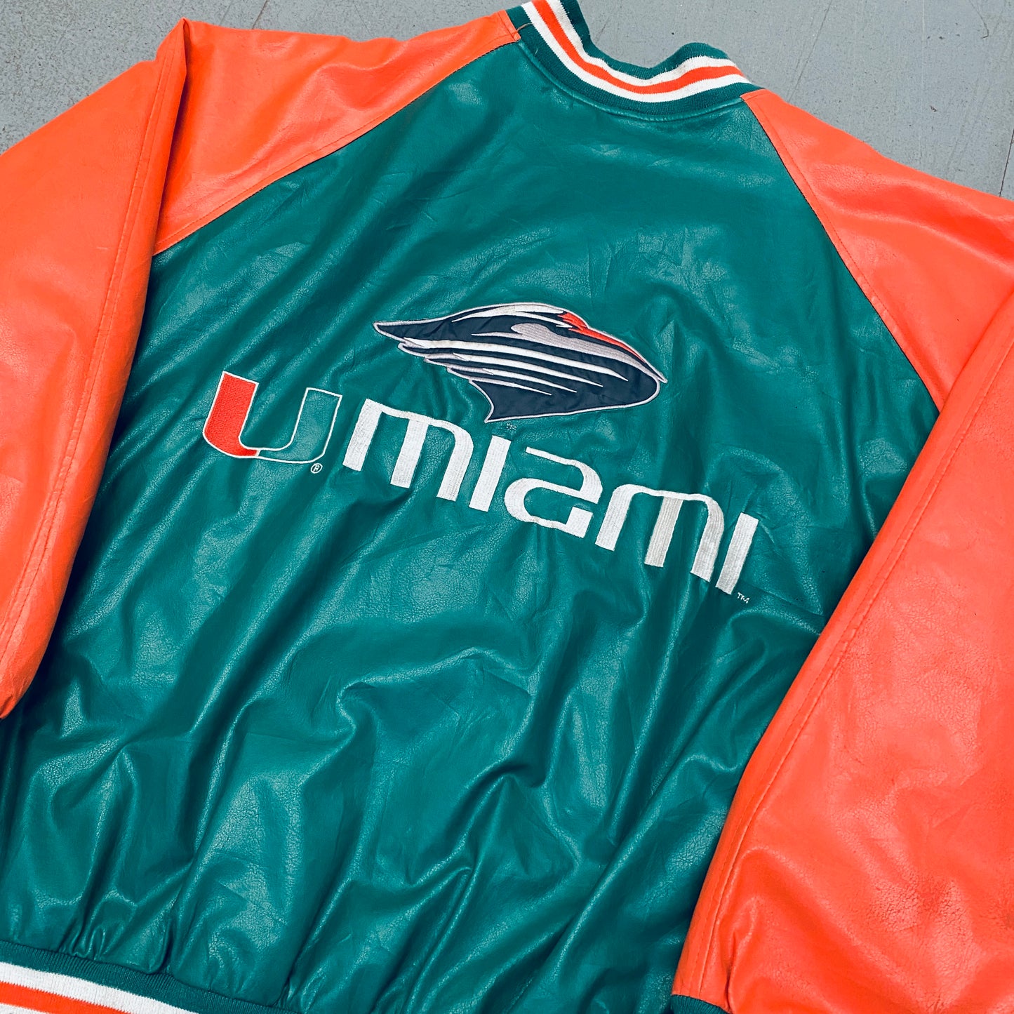 Miami Hurricanes: 2000's Reverse Spellout Varsity Jacket (XXL)