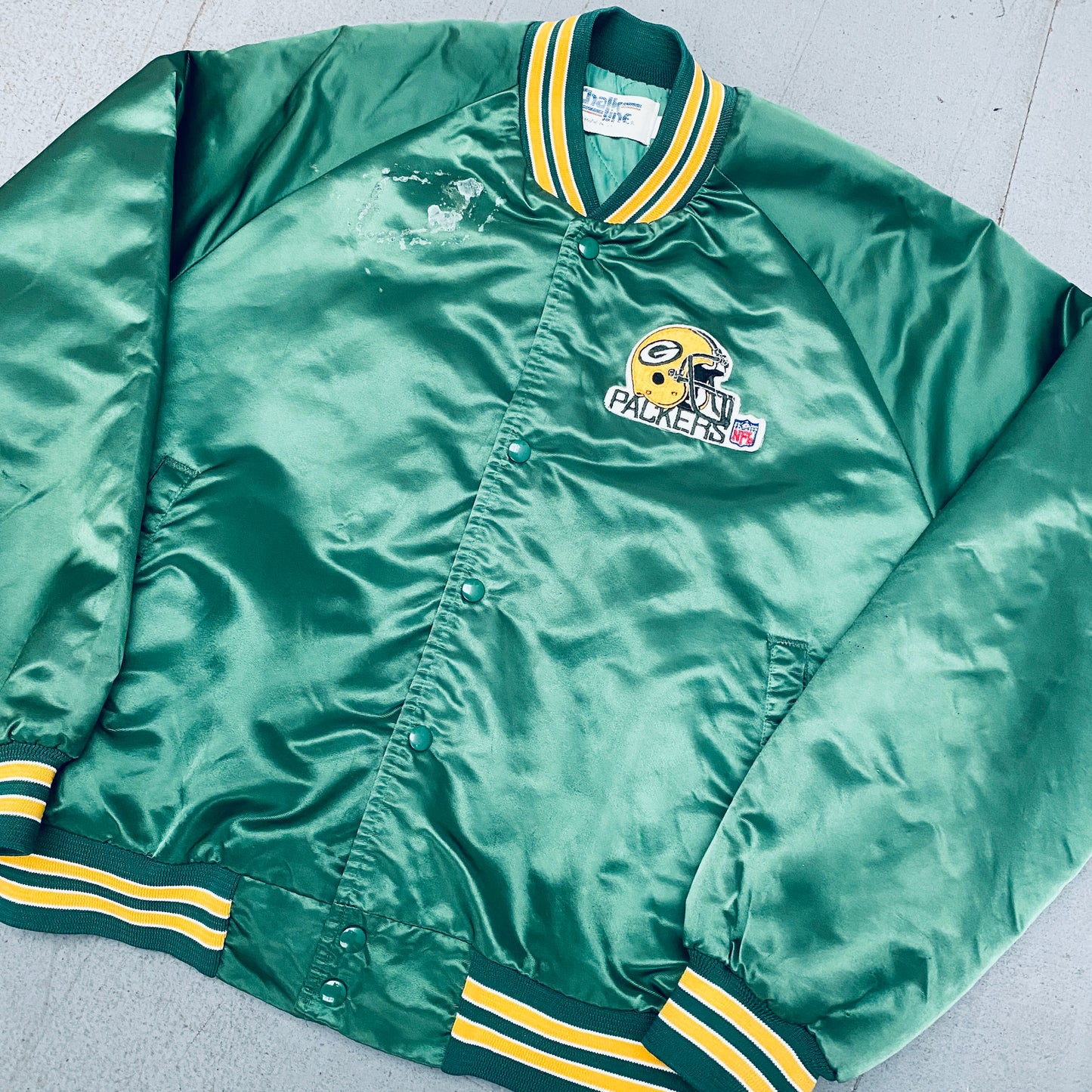 Green Bay Packers: 1990's Chalk Line Satin Bomber Jacket (L)