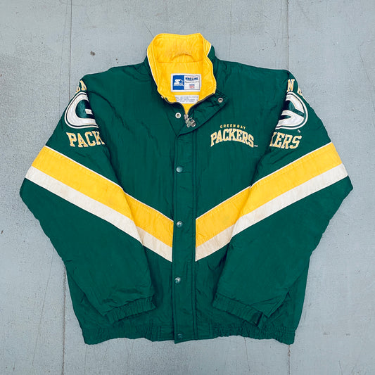 Green Bay Packers: 1990's Fullzip Proline Starter Chevron Jacket (L)