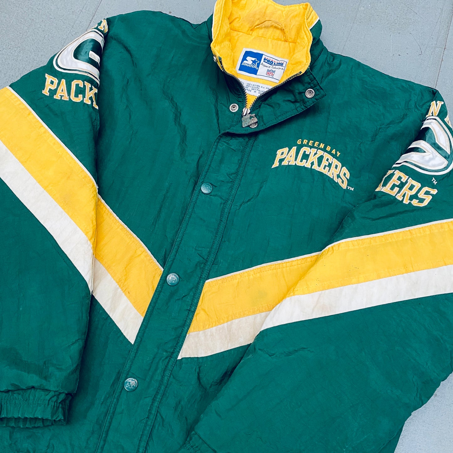 Green Bay Packers: 1990's Fullzip Proline Starter Chevron Jacket (L)