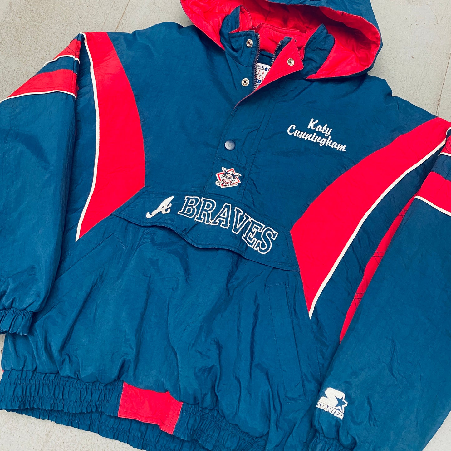 Atlanta Braves: 1990's 1/4 Zip Starter Breakaway Jacket (S/M)