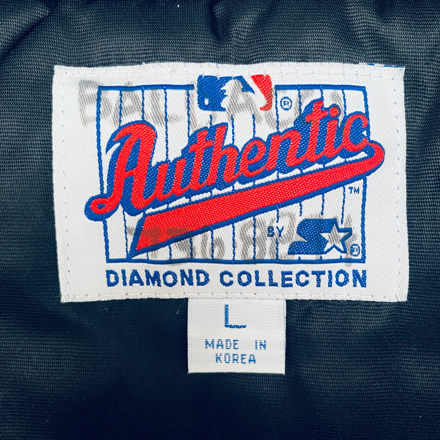 San Francisco Giants: 1990's Satin Stitched Script Spellout Diamond Collection Starter Bomber Jacket (S)