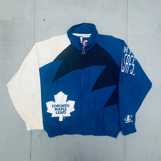 Toronto Maple Leafs: 1990's Logo Athletic Sharktooth Fullzip Windbreaker (M)