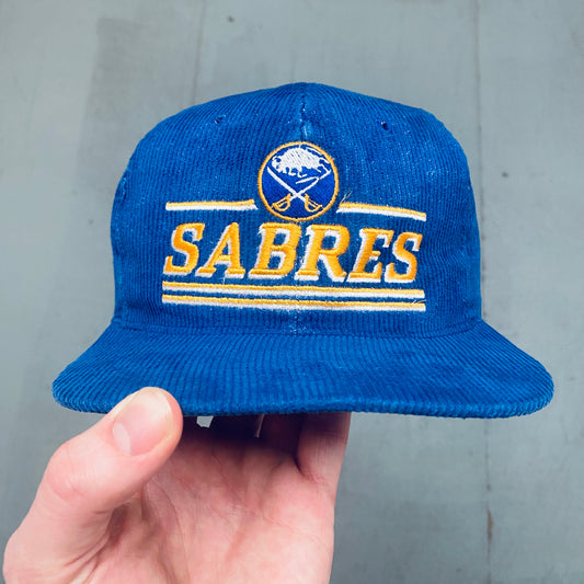 Buffalo Sabres: 1980's Corduroy Embroidered Spellout Snapback