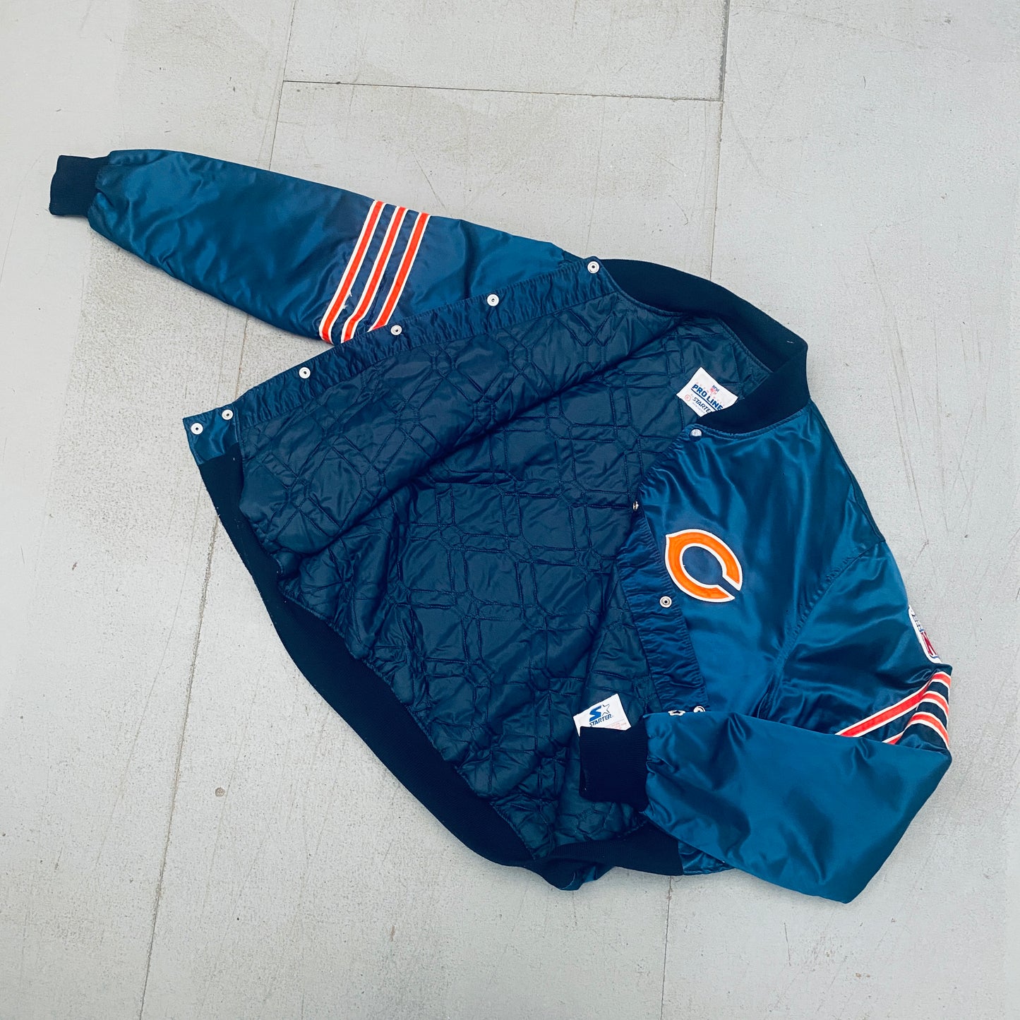 Chicago Bears: 1980's Satin "The Ditka" Proline Starter Bomber Jacket (XL)