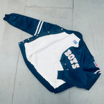 Dallas Cowboys: 1980's Satin Stitched Spellout Starter Bomber Jacket (L)