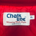 San Francisco 49ers: 1980's Chalk Line Satin Reverse Stitched Spellout Bomber Jacket (XL)
