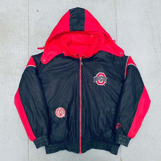 THE Ohio State Buckeyes: 1990's Pro Player Fullzip Reversible Jacket (L/XL)