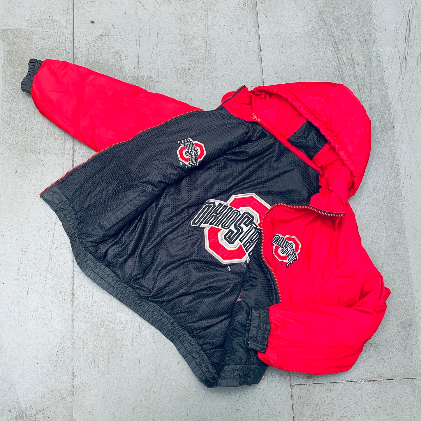 THE Ohio State Buckeyes: 1990's Pro Player Fullzip Reversible Jacket (L/XL)