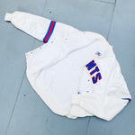 New York Giants: 1980's Satin White Spellout Starter Bomber Jacket (L)