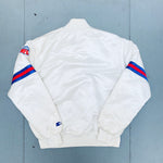 New York Giants: 1980's Satin White Spellout Starter Bomber Jacket (L)