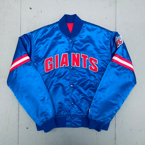New York Giants: 1980's Satin Spellout Starter Bomber Jacket (L)