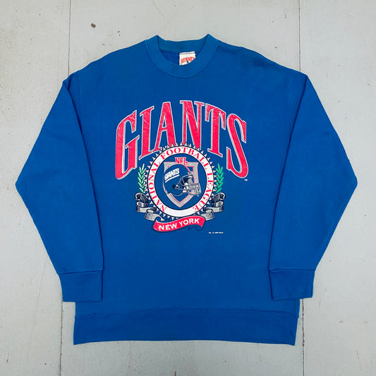 New York Giants: 1993 Nutmeg Mills Graphic Spellout Sweat (L)