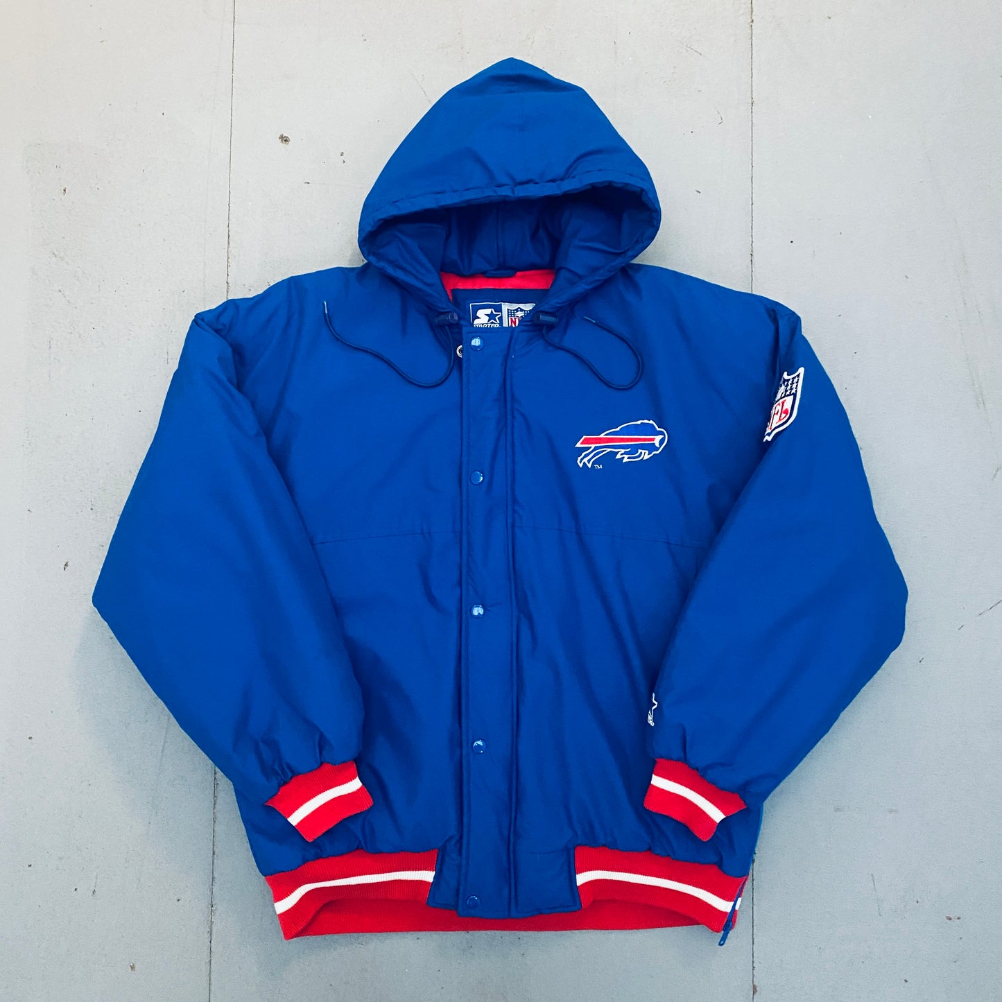 Buffalo Bills: 1990's Reverse Spellout Fullzip Starter Parka Jacket (L)