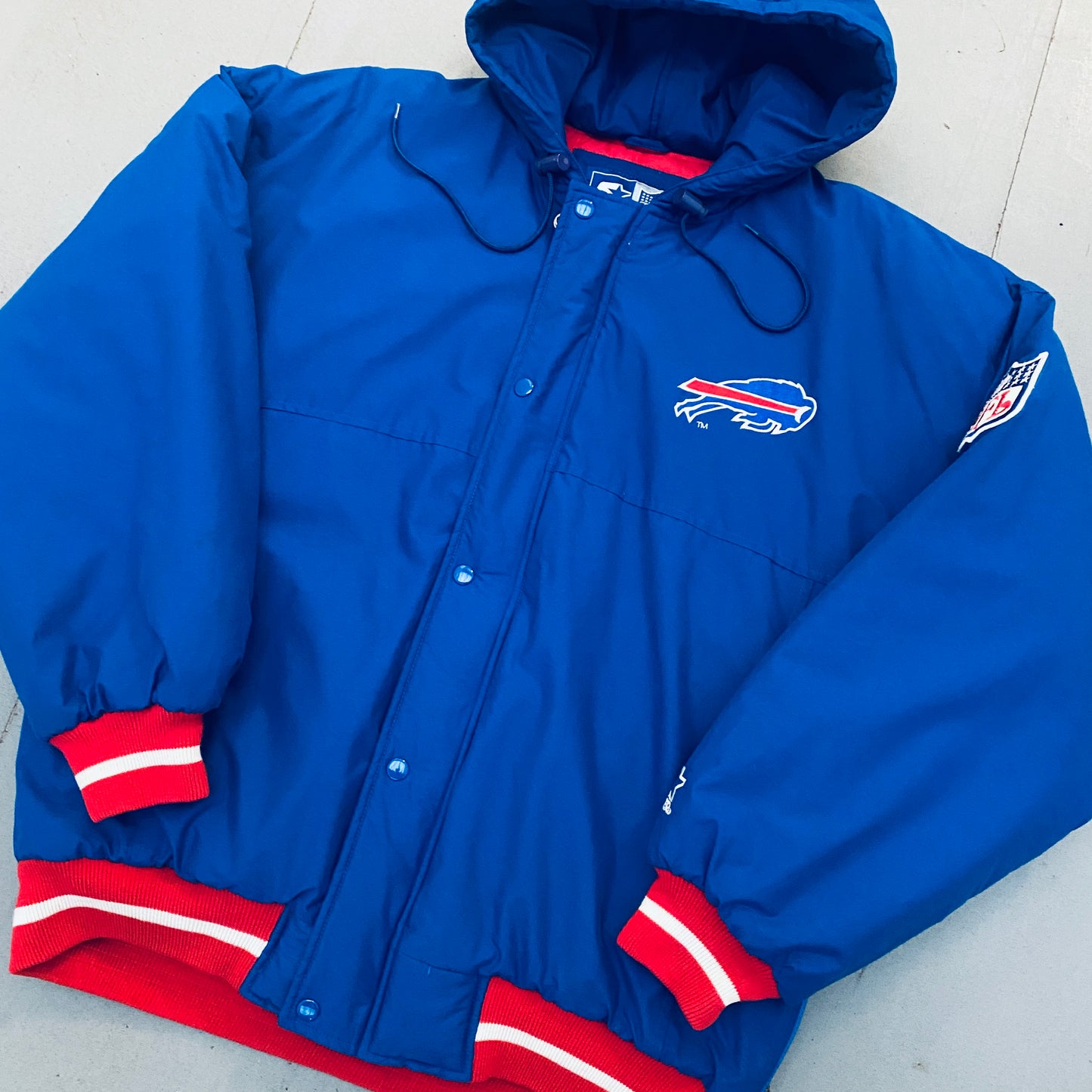 Buffalo Bills: 1990's Reverse Spellout Fullzip Starter Parka Jacket (L)