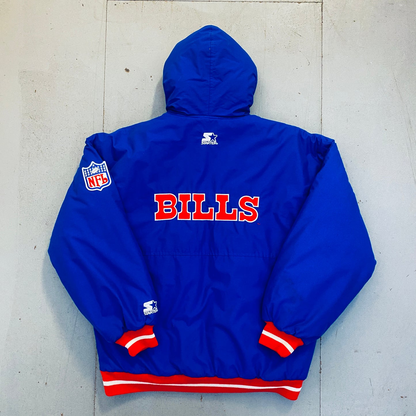 Buffalo Bills: 1990's Reverse Spellout Fullzip Starter Parka Jacket (L)