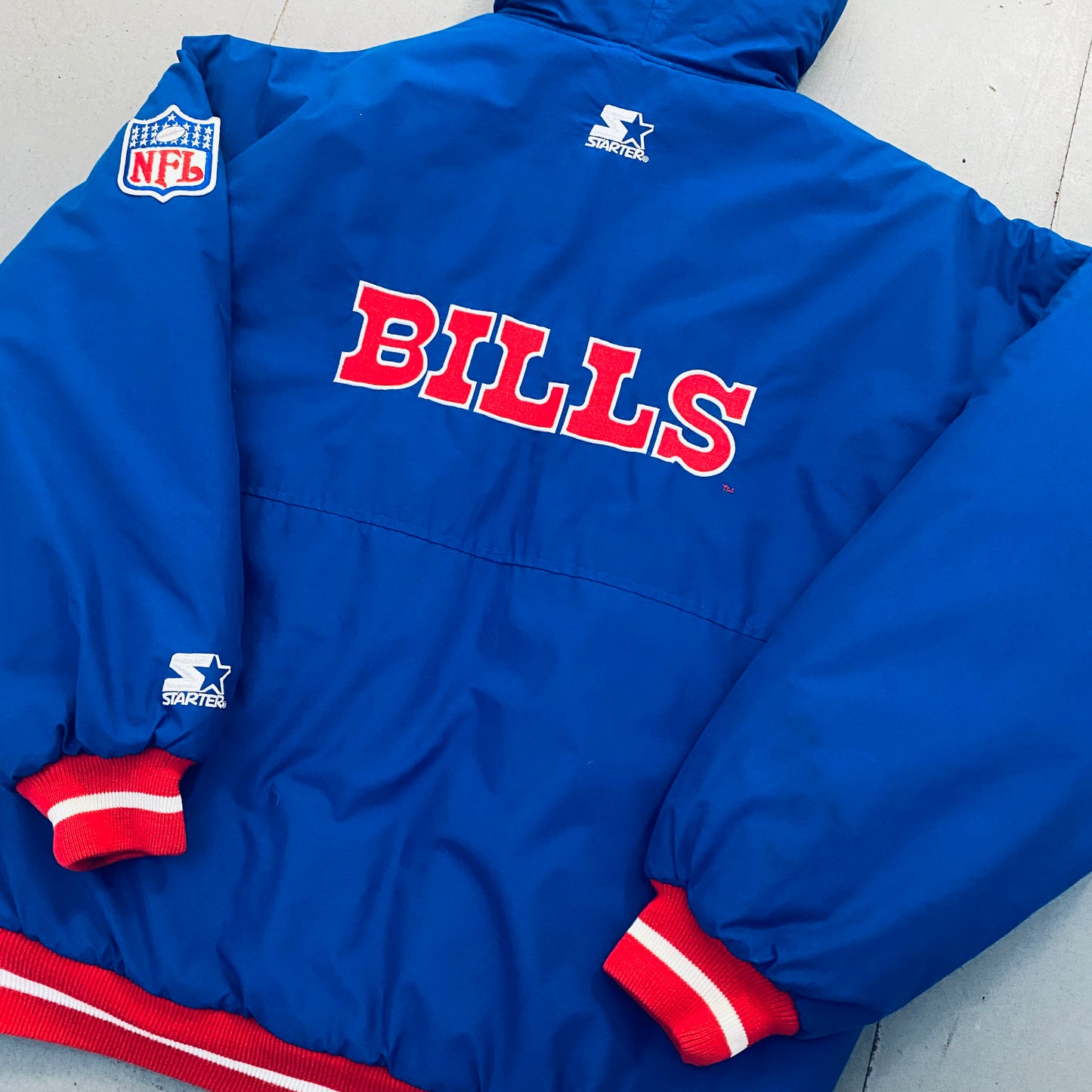 Buffalo Bills: 1990's Reverse Spellout Fullzip Starter Parka Jacket (L)