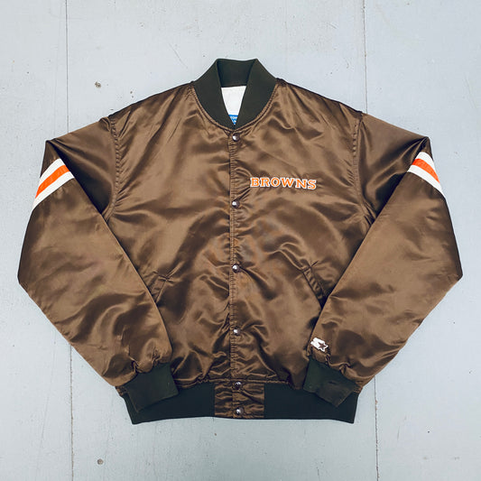 Cleveland Browns: 1980's Satin Starter Bomber Jacket (L)