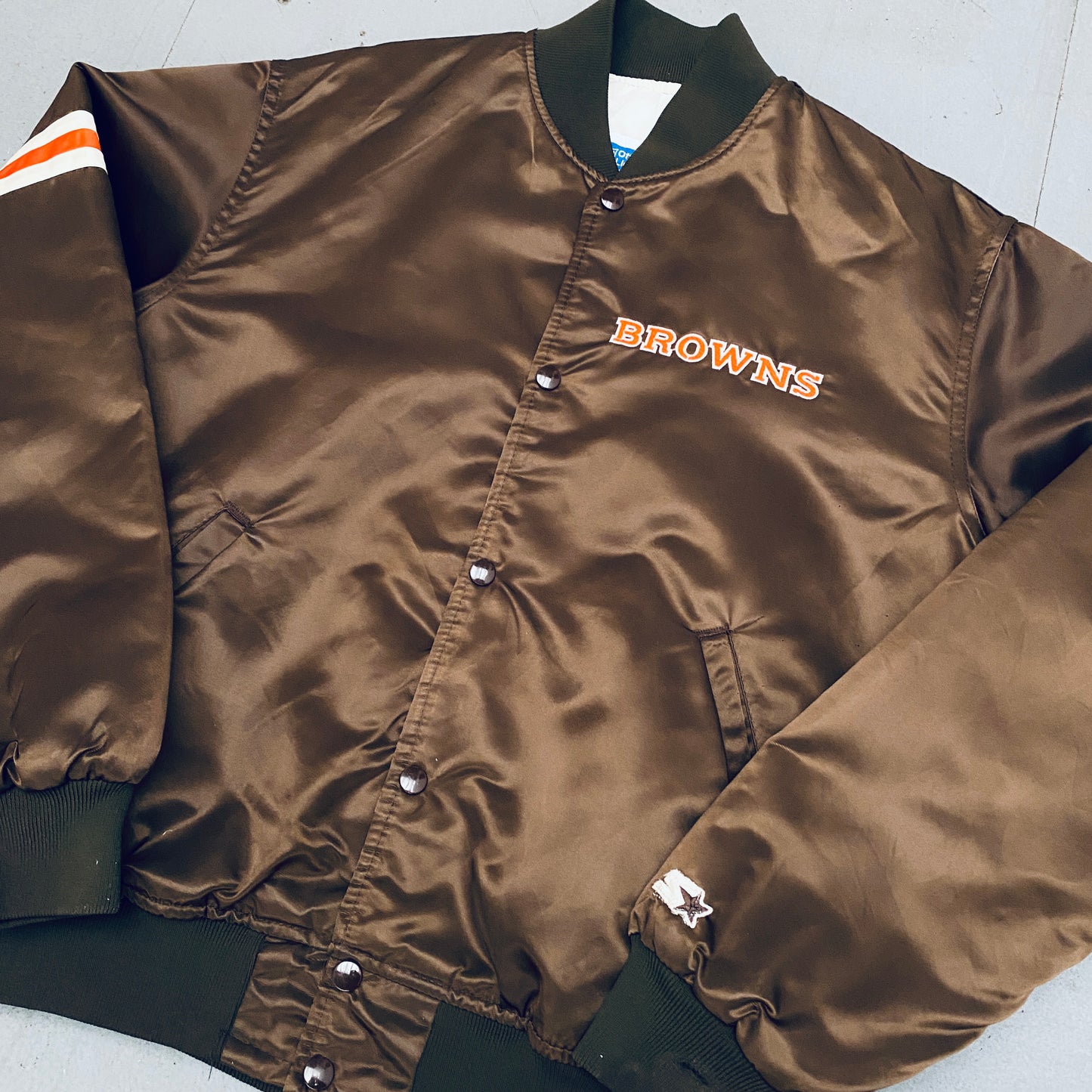 Cleveland Browns: 1980's Satin Starter Bomber Jacket (L)