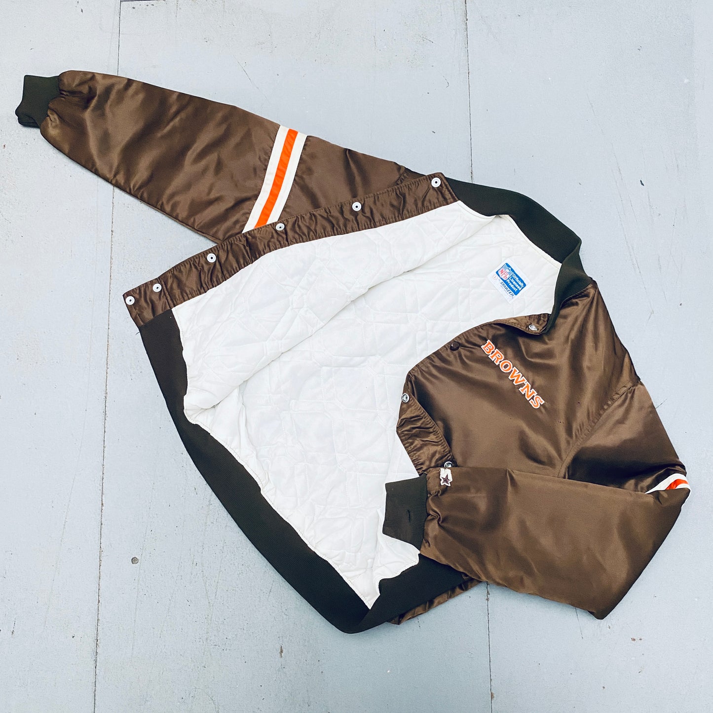 Cleveland Browns: 1980's Satin Starter Bomber Jacket (L)