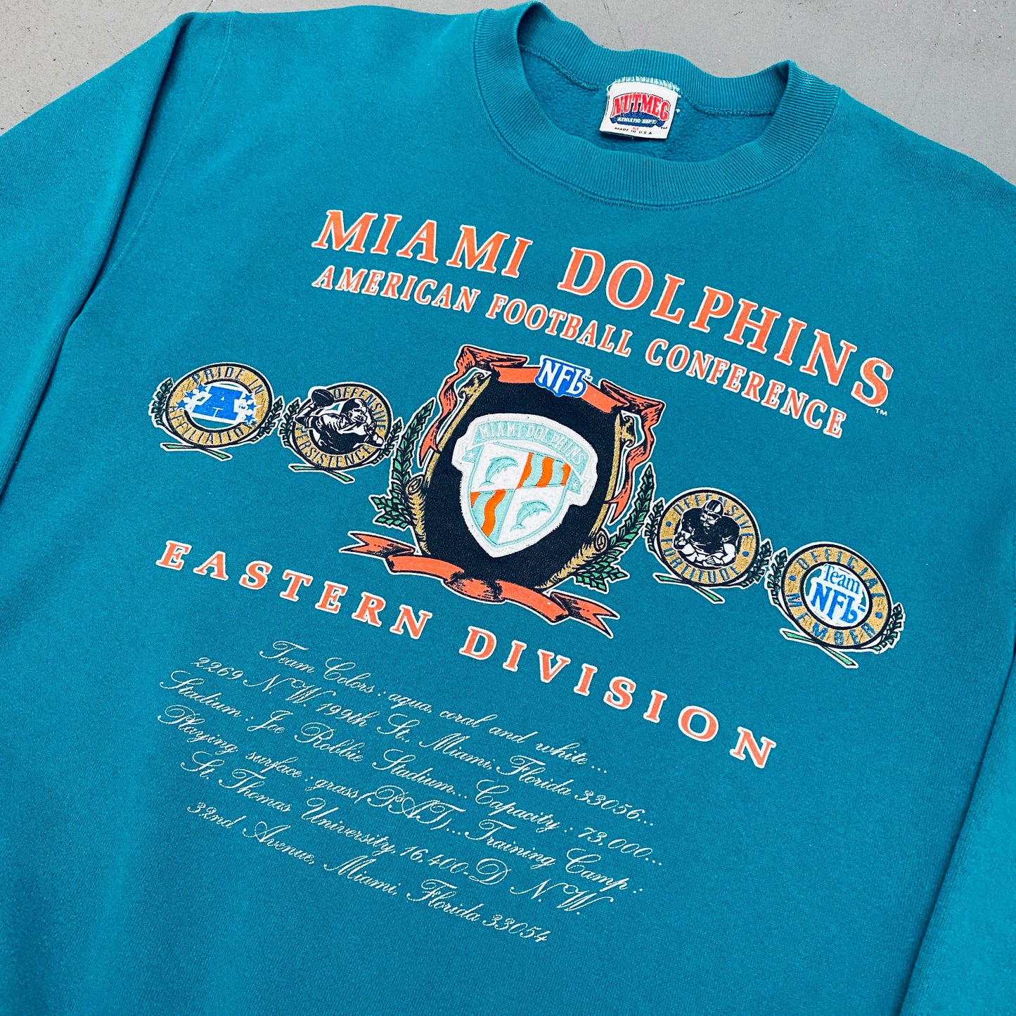 Miami Dolphins: 1990's Nutmeg Mills Spellout Sweat (M)