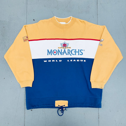 WLAF: London Monarchs 1990's Adidas Embroidered Spellout Sweat (L/XL)