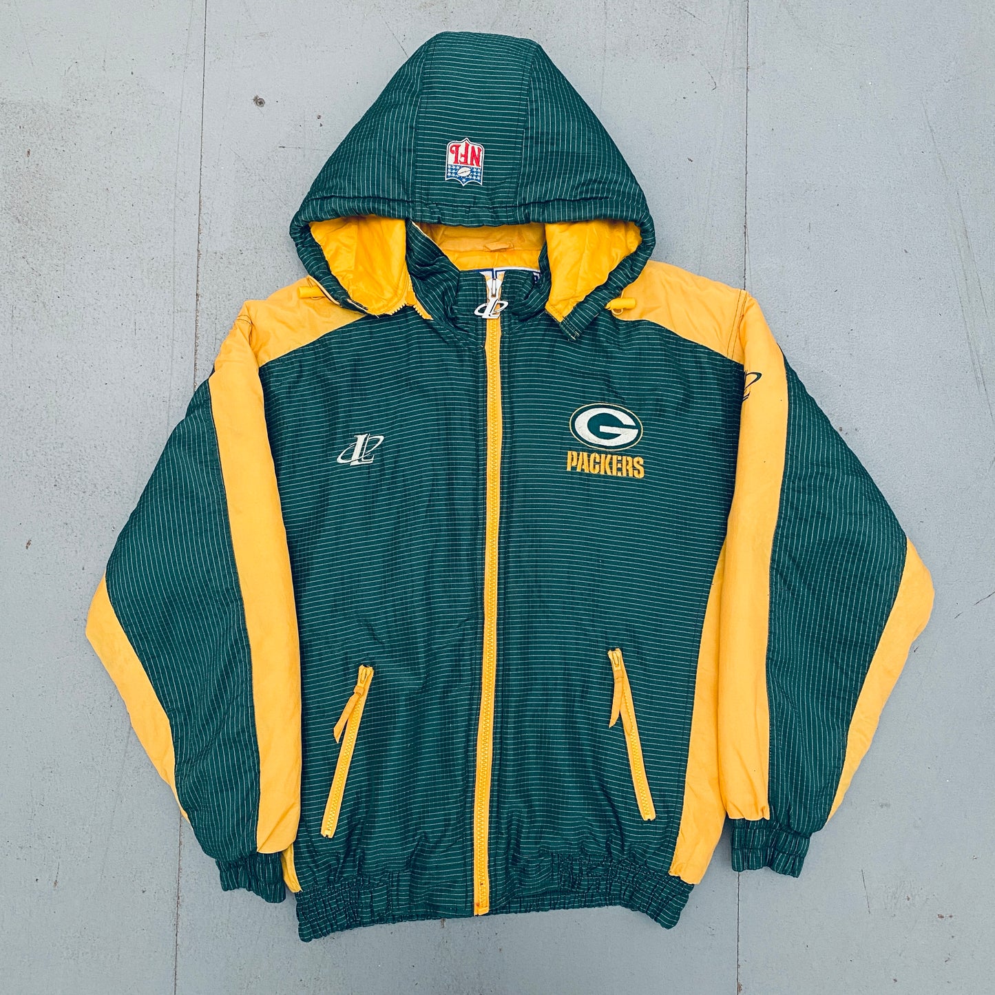 Green Bay Packers: 1990's Logo Athletic Fullzip Proline Jacket (M)