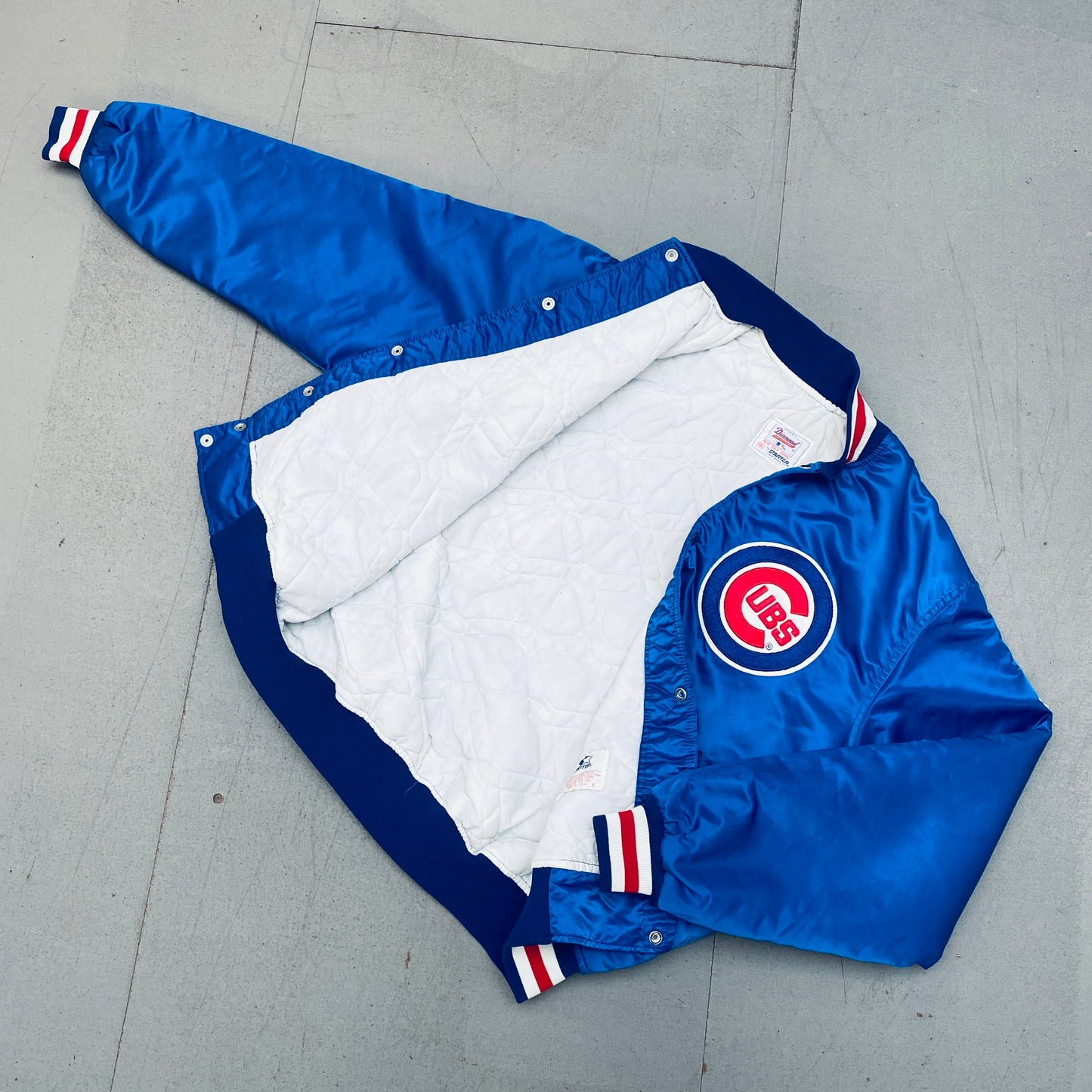 Chicago Cubs: 1980's Satin Diamond Collection Starter Bomber Jacket (XXL)