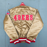 San Francisco 49ers: 1980's Satin Stitched Reverse Spellout Proline Starter Bomber Jacket (M)