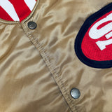 San Francisco 49ers: 1980's Satin Stitched Reverse Spellout Proline Starter Bomber Jacket (M)