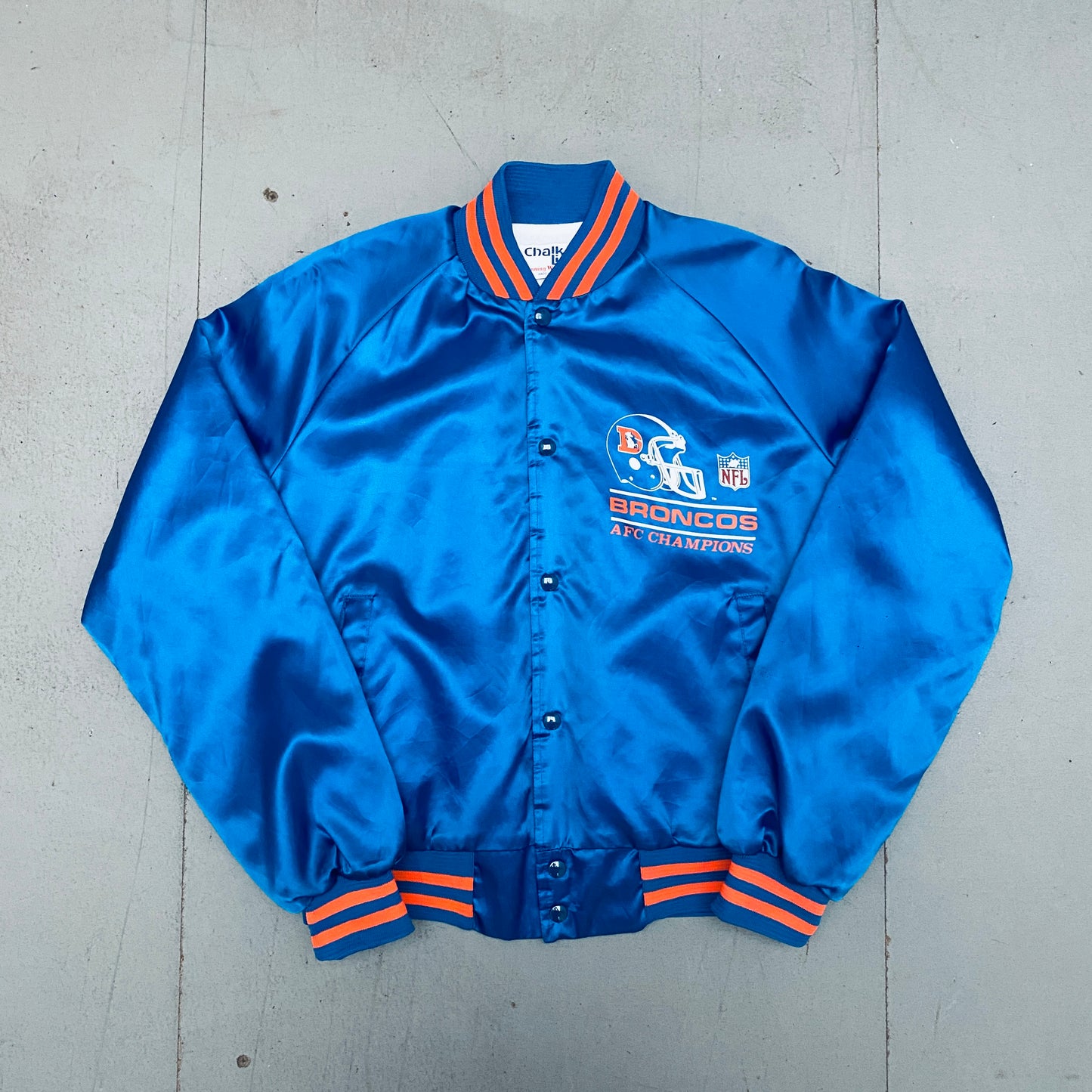 Denver Broncos: 1987 Chalk Line AFC Champions Satin Bomber Jacket (M/L)