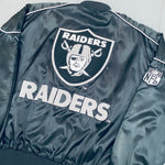 Los Angeles Raiders: 1990's Campri Satin Embroidered Spellout Bomber Jacket (XL)