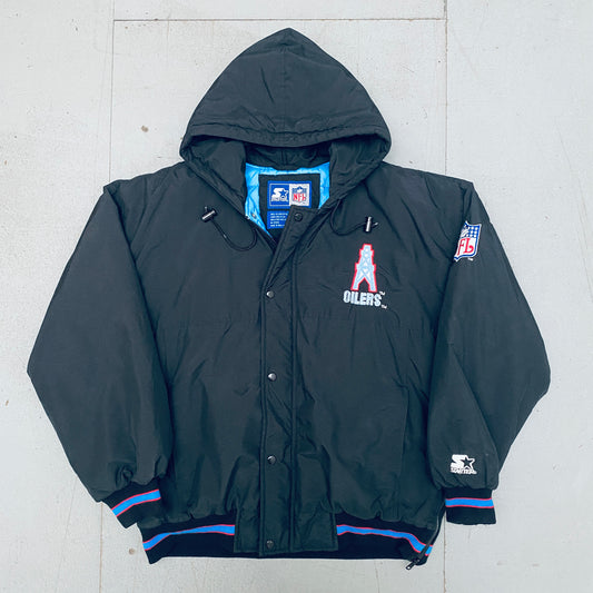 Houston Oilers: 1990's Blackout Fullzip Starter Parka Jacket (M)