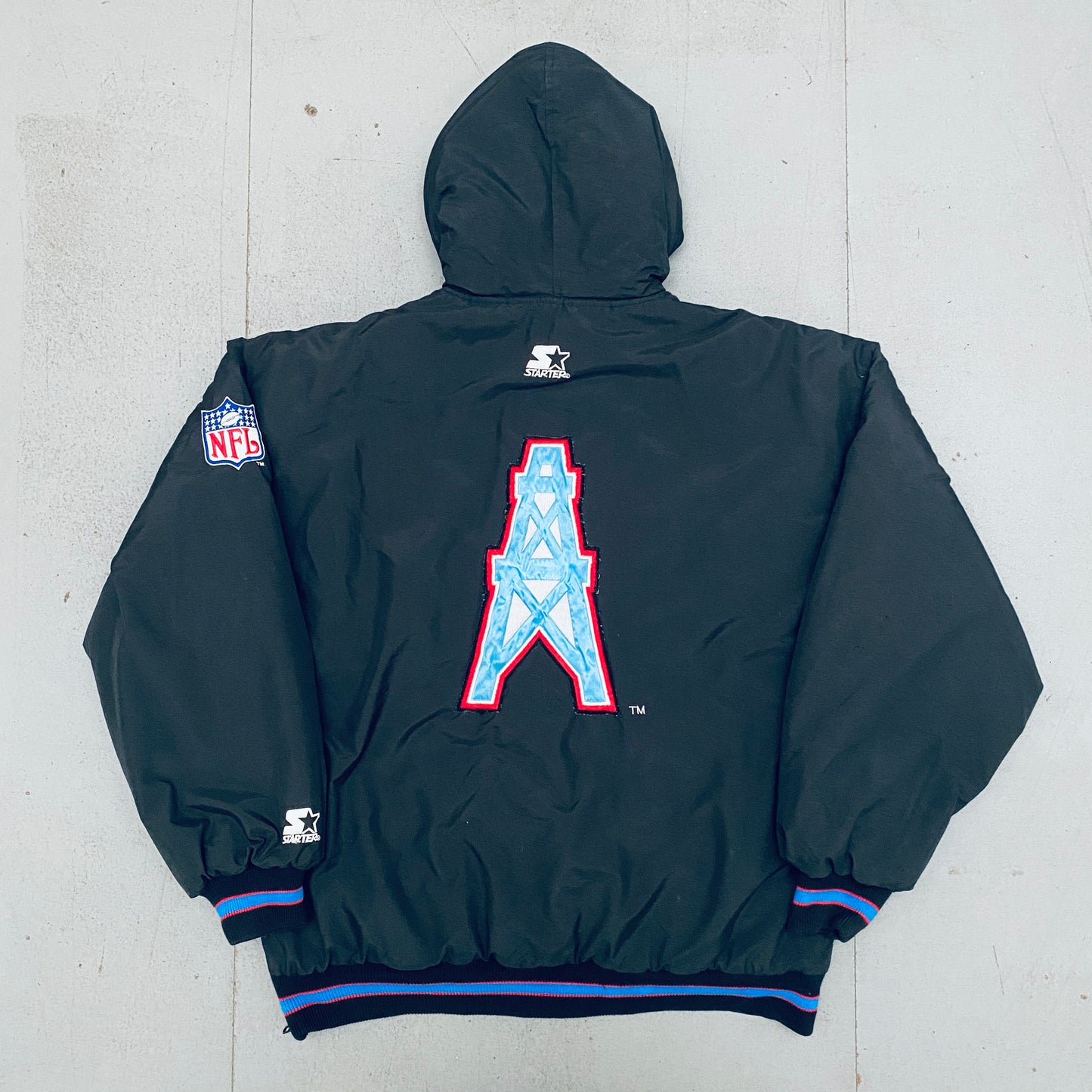 Houston Oilers: 1990's Blackout Fullzip Starter Parka Jacket (M)