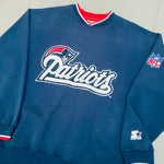 New England Patriots: 1990's Embroidered Wordmark Spellout Starter Sweat (L)