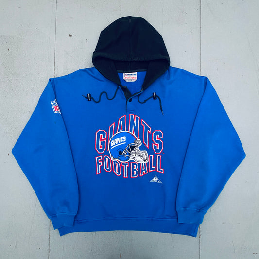 New York Giants: 1990's Apex One Embroidered Spellout Proline Hoodie (XL)