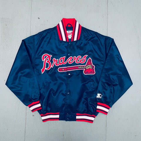Starter Atlanta Braves Satin Dugout Jacket Vtg 80s MLB Baseball