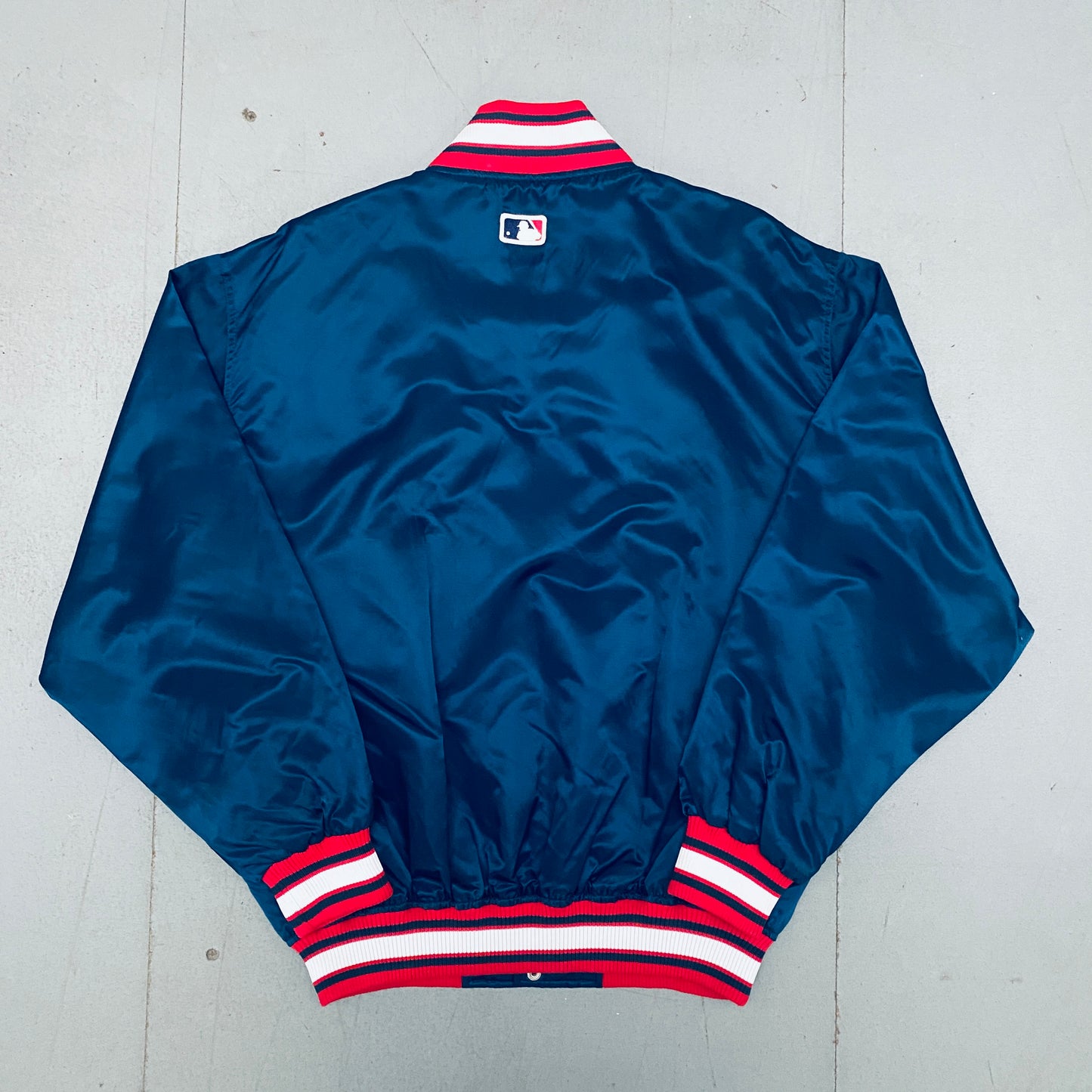 Atlanta Braves: 1990's Satin Stitched Spellout Diamond Collection Lightweight Starter Bomber Jacket (L/XL)