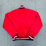 Chicago Bulls: 1980's Satin Stitched Spellout NBA Authentics Starter Bomber Jacket (L)