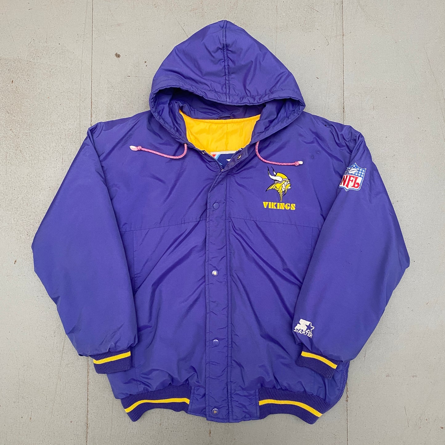 Minnesota Vikings: 1990's Reverse Embroidered Spellout Fullzip Starter Parka Jacket (M)