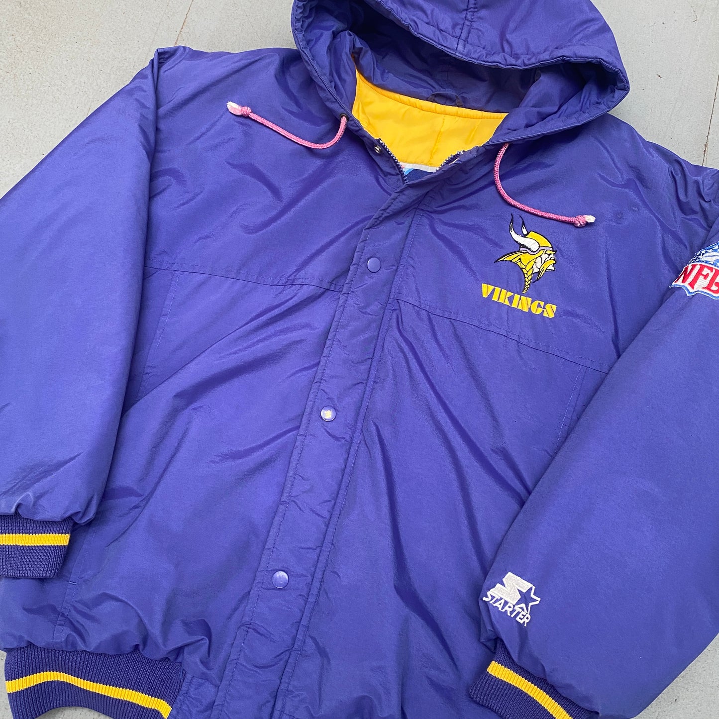 Minnesota Vikings: 1990's Reverse Embroidered Spellout Fullzip Starter Parka Jacket (M)