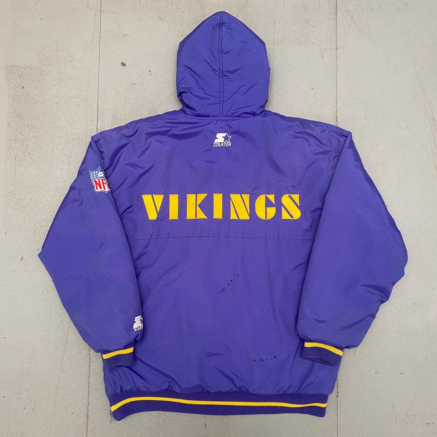 Minnesota Vikings: 1990's Reverse Embroidered Spellout Fullzip Starter Parka Jacket (M)