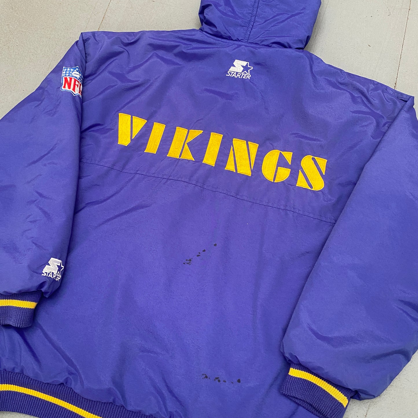 Minnesota Vikings: 1990's Reverse Embroidered Spellout Fullzip Starter Parka Jacket (M)