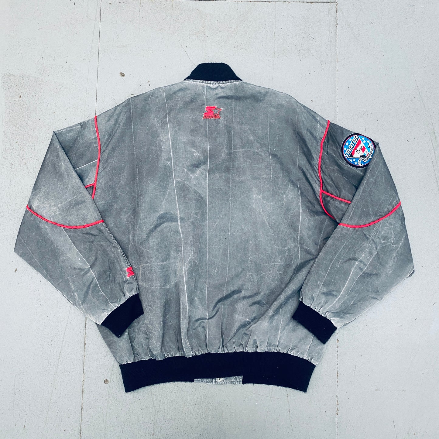 Chicago Bulls: 1990's Stone Wash Starter Bomber Jacket w/ NASA Patch (XL)