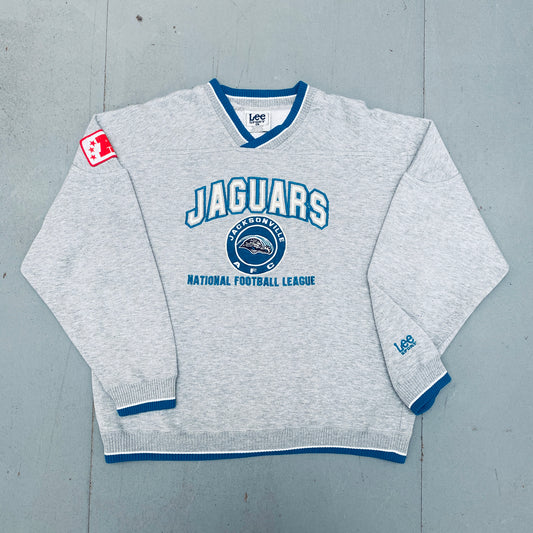 Jacksonville Jaguars: 1990's Embroidered Spellout Sweat (L)