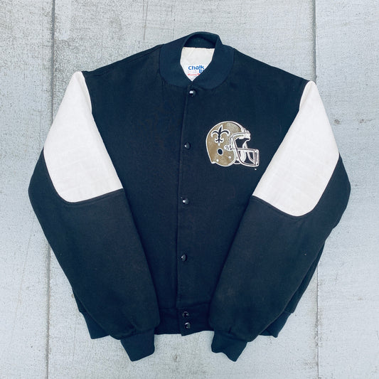 New Orleans Saints: 1990's Chalk Line Reverse Spellout Bomber Jacket (M/L)