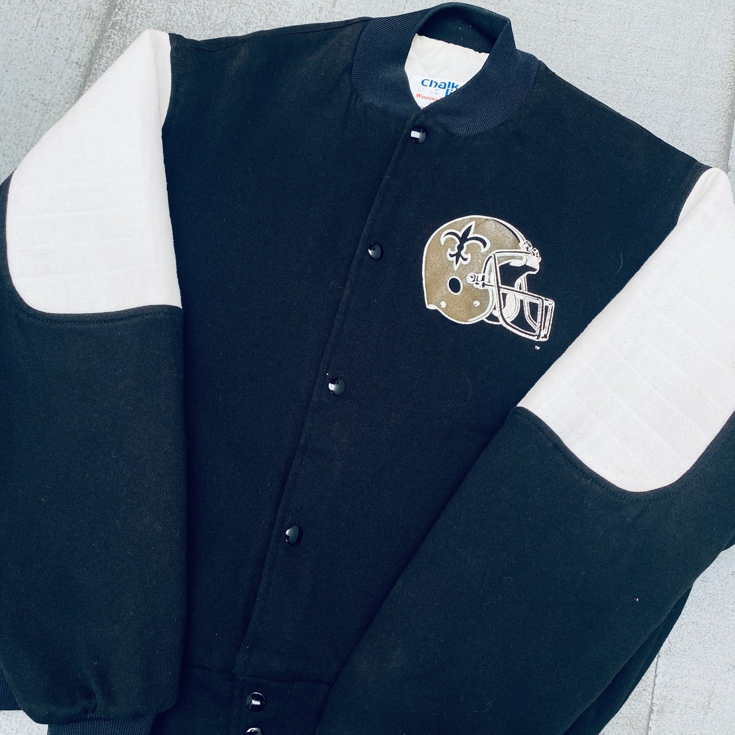 New Orleans Saints: 1990's Chalk Line Reverse Spellout Bomber Jacket (M/L)