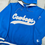 Dallas Cowboys: 1990's Stitched Script Spellout Starter Hoodie (XL)